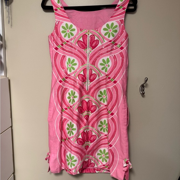 Pink Lilly Pulitzer Floral Pattern Sleeveless Shift Dress - Picture 8 of 8